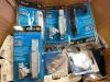 BOX OF ASSORTED SCREEN DOOR / SLIDING DOOR HANDLES AND LOCKS.