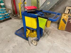 ROLLING JANITORIAL CART WITH ACCESSORIES
