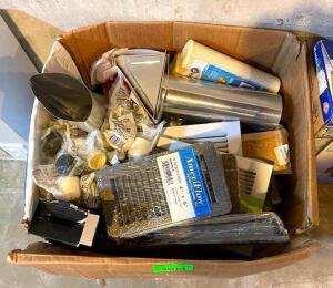 CONTENTS OF BOX (ASSORTED HVAC SUPPLIES AND TOOLS AS SHOWN)