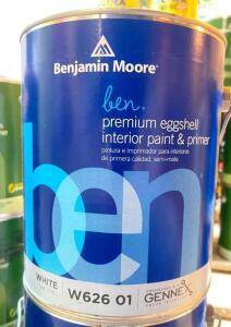 (3) BEN PREMIUM EGGSHELL INTERIOR PAINT AND PRIMER- WHITE