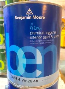 (3) BEN PREMIUM EGGSHELL INTERIOR PAINT AND PRIMER- BASE 4