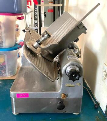 DESCRIPTION: HOBART 12" ELECTRIC SLICER ADDITIONAL INFORMATION OFF SITE PICK UP ONE DAY REMOVAL FOR THIS ITEM. LOCATION: 4258 SCHILLER AVE. ST. LOUIS.