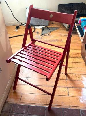 DESCRIPTION: (3) FOLDING WOODEN CHAIRS ADDITIONAL INFORMATION OFF SITE PICK UP ONE DAY REMOVAL FOR THIS ITEM. LOCATION: 4258 SCHILLER AVE. ST. LOUIS.