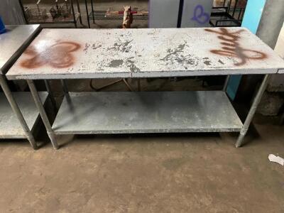 DESCRIPTION: 72" X 30" STAINLESS TABLE W/ GALV UNDER SHELF SIZE: 72" X 30" LOCATION: BAY 7 QTY: 1