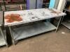 DESCRIPTION: 72" X 30" STAINLESS TABLE W/ GALV UNDER SHELF SIZE: 72" X 30" LOCATION: BAY 7 QTY: 1 - 2