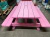 DESCRIPTION: 8' WOODEN PICNIC TABLE W/ BENCH SEAT - PINK SIZE: 96" LONG LOCATION: BAY 7 QTY: 1 - 2