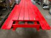 DESCRIPTION: 8' WOODEN PICNIC TABLE W/ BENCH SEAT - RED SIZE: 96" LONG LOCATION: BAY 7 QTY: 1 - 2