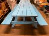 DESCRIPTION: 8' WOODEN PICNIC TABLE W/ BENCH SEAT - BLUE SIZE: 96" LONG LOCATION: BAY 7 QTY: 1 - 2