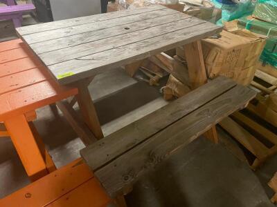 DESCRIPTION: (2) 48" WOODEN PICNIC TABLE W/ BENCH SEAT - NATURAL SIZE: 48" LONG LOCATION: BAY 6 THIS LOT IS: SOLD BY THE PIECE QTY: 2