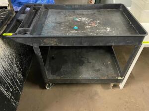 DESCRIPTION: TWO TIER BLACK UTILITY CART SIZE: 36" LOCATION: BAY 7 QTY: 1