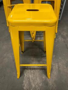 DESCRIPTION: (4) YELLOW BACKLESS BAR STOOLS - METAL LOCATION: BAY 7 THIS LOT IS: SOLD BY THE PIECE QTY: 4