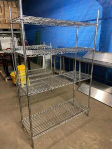 DESCRIPTION: 48" X 18" FOUR TIER WIRE RACK SIZE: 48" X 18" X 72" LOCATION: BAY 7 QTY: 1