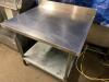 DESCRIPTION: 36" X 30" HEAVY DUTY STAINLESS TABLE W/ 3" BACK SPLASH SIZE: 36" X 30" LOCATION: BAY 7 QTY: 1 - 3