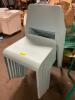 DESCRIPTION: (10) LIGHT BLUE PLASTIC PATIO STACK CHAIRS LOCATION: BAY 7 THIS LOT IS: SOLD BY THE PIECE QTY: 10 - 3