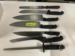 DESCRIPTION: (7) PIECE COMMERCIAL KNIFE SET LOCATION: BAY 7 THIS LOT IS: SOLD BY THE PIECE QTY: 7