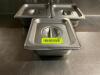 DESCRIPTION: (6) 1/6TH SIZE STAINLESS INSERTS W/ LIDS SIZE: 2" DEEP LOCATION: BAY 7 THIS LOT IS: SOLD BY THE PIECE QTY: 6