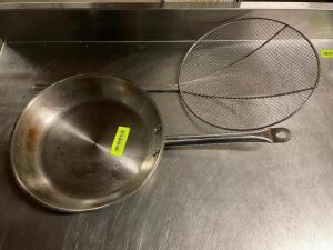 DESCRIPTION: 10" STAINLESS SKILLET AND MESH SCOOP LOCATION: BAY 7 THIS LOT IS: ONE MONEY QTY: 1