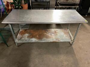 DESCRIPTION: 72" X 30" STAINLESS TABLE W/ GALV UNDER SHELF LOCATION: BAY 7 QTY: 1