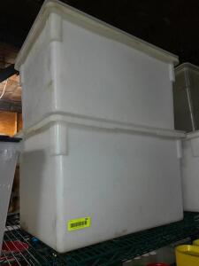 DESCRIPTION: (2) 28 GALLON PLASTIC CONTAINERS W/ LIDS LOCATION: BAY 7 THIS LOT IS: SOLD BY THE PIECE QTY: 2