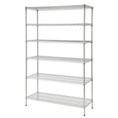 CHROME 6-TIER HEAVY DUTY METAL WIRE SHELVING UNIT