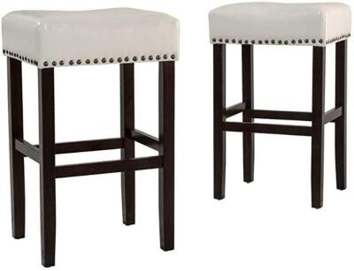 TUDOR BACKLESS 30" STATIONARY BARSTOOL IN IVORY