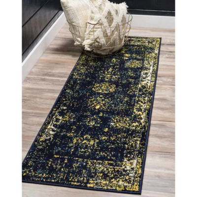 SOFIA CASINO NAVY BLUE RUNNER RUG