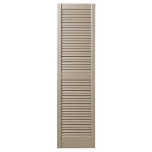 (2) PAIR OF OPEN LOUVERED POLYPROPYLENE SHUTTERS IN PAIR IN PEBBLESTONE CLAY