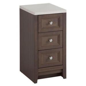 DELRIDGE 14" MODULAR DRAWER BASE BATHROOM LINEN STORAGE FLOOR CABINET IN FLAGSTONE WITH SOLID SURFACE VANITY TOP