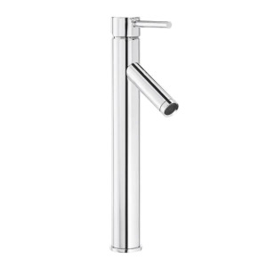 MODERN SINGLE HOLE SINGLE-HANDLE VESSEL BATHROOM FAUCET IN CHROME WITH DRAIN