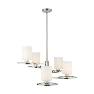 SILAS PEAK 5-LIGHT POLISHED NICKEL AND BRUSHED NICKEL CHANDELIER