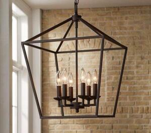 WEYBURN 6-LIGHT BRONZE CAGED CHANDELIER