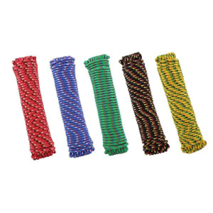 (5) ASSORTED COLOR 3/8" POLYPROPYLENE DIAMOND BRAID ROPE