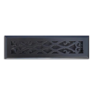 ELEGANT SCROLL STEEL FLOOR REGISTER IN MATTE BLACK