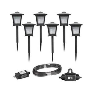 6CT PACK OF LOW VOLTAGE BLACK OUTDOOR INTEGRATED LED LANDSCAPE PATH LIGHTS