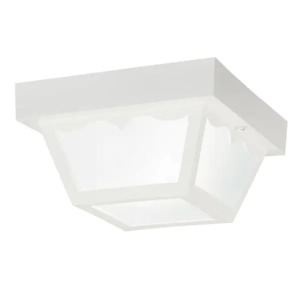 INDEPENDENCE 1-LIGHT WHITE OUTDOOR FLUSH MOUNT LIGHT WITH FROSTED GLASS