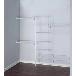 SUPERSLIDE METAL WHITE STEEL CLOSET SYSTEM ORGANIZER KIT