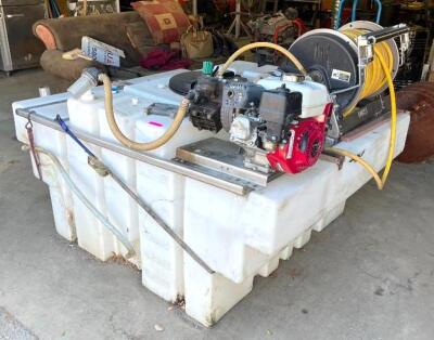 DESCRIPTION: LESCO 400 GALLON TRUCK MOUNTED SPRAYER WITH ELECTRIC HOSE REAL AND PUMP AS SHOWN BRAND/MODEL: LESCO INFORMATION: 18" ELECTRIC HOSE REEL,