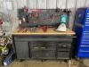 DESCRIPTION: 60" X 24" WOODEN TOPPED WORKBENCH ON CASTERS BRAND/MODEL: HUSKY INFORMATION: HAS ELECTRICAL OUTLETS ON SIDE LOCATION: SHOP QTY: 1 - 3