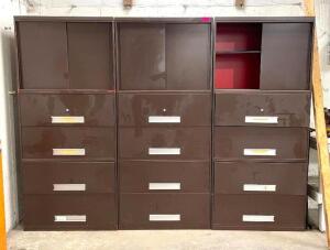 DESCRIPTION: (3) 36" X 19" X 80" METAL FILE CABINET-BROWN LOCATION: DOWNSTAIRS QTY: 3