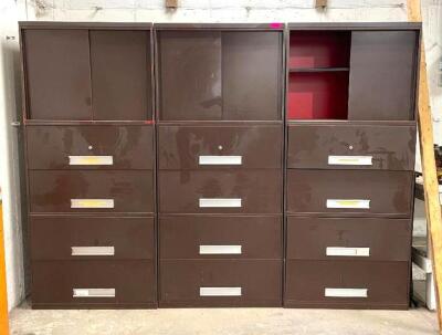 DESCRIPTION: (3) 36" X 19" X 80" METAL FILE CABINET-BROWN LOCATION: DOWNSTAIRS QTY: 3