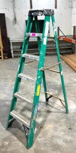 DESCRIPTION: 6' FIBERGLASS STEP LADDER SIZE: 6' LOCATION: DOWNSTAIRS QTY: 1