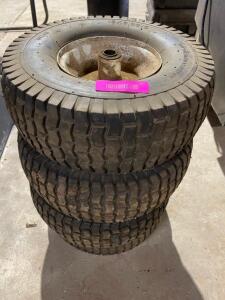 DESCRIPTION: (4) 15 X 6.00 NYLON TURF TIRES LOCATION: SHOP QTY: 1