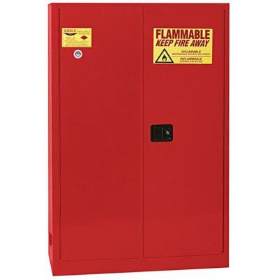 DESCRIPTION: (1) LIQUID SAFETY CABINET BRAND/MODEL: EAGLE/1947X INFORMATION: RED/CAPACITY: 45 GAL/LEAK-PROOF/SELF-CLOSING DOOR/MINOR DAMAGES, MUST COM