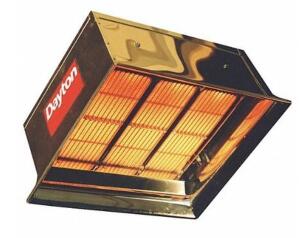 DESCRIPTION: (1) SUSPENDED INFRARED FLAT PANEL HEATER BRAND/MODEL: DAYTON/3E134 INFORMATION: 90,000 BTUH/HEATING AREA: 576 SQ-FT RETAIL$: 785.34 SIZE: