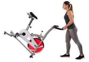 DESCRIPTION: (1) INDOOR CYCLING EXERCISE BIKE BRAND/MODEL: SUNNY HEALTH & FITNESS/SF-B1203 INFORMATION: CHAIN DRIVE/ADJUST SEAT/MUST SEE FOR INSPECTIO