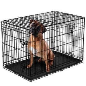 DESCRIPTION: (1) FOLDING DOG CRATE BRAND/MODEL: VIBRANT LIFE/34977 INFORMATION: BLACK/DOUBLE DOORS/SUITABLE FOR BREEDS UP TO 150LBS RETAIL$: 74.97 SIZ