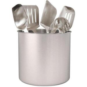 DESCRIPTION: (1) UTENSIL HOLDER BRAND/MODEL: ESTILO/EST0286 INFORMATION: STAINLESS STEEL/JUMBO RETAIL$: 16.08 SIZE: 7"L X 7"W X 7"H QTY: 1