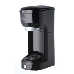 DESCRIPTION: (1) SINGLE-SERVE POD COFFEE MAKER BRAND/MODEL: BETTY CROCKER/BC-3302CMR INFORMATION: BLACK/ONE-TOUCH RETAIL$: 35.97 SIZE: 11.6"L X 7.2"W