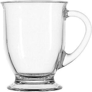 DESCRIPTION: (1) PACK OF (4) GLASS CAF� MUGS BRAND/MODEL: ANCHOR HOCKING/83045WC INFORMATION: CLEAR/THICK HANDLE RETAIL$: 14.75 PER PK OF 4 SIZE: 16 O