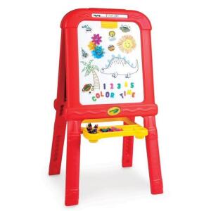 DESCRIPTION: (1) CREATIVE FUN DOUBLE EASEL BRAND/MODEL: CRAYOLA/5091 INFORMATION: RED & YELLOW/77-MAGNETIC LETTERS RETAIL$: 49.98 SIZE: 23.9"L X 20.7"